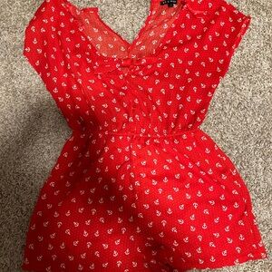 As U Wish Red Dress with Anchor Pattern